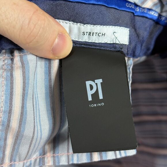 PT01 Pants Mens 34x36 Pink Slim Fit Stretch Chinos Preppy Made in Italy - Picture 3 of 14